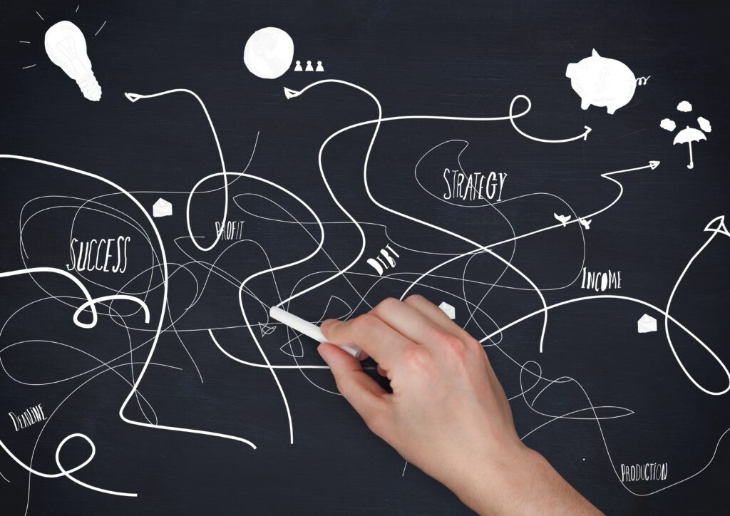 Hand writing on blackboard